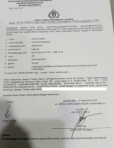 Bukti Laporan Polisi Terkait Kekerasan Yang Terjadi terhadap Colektor (Kabiro Sinarglobalnusantara.com) 