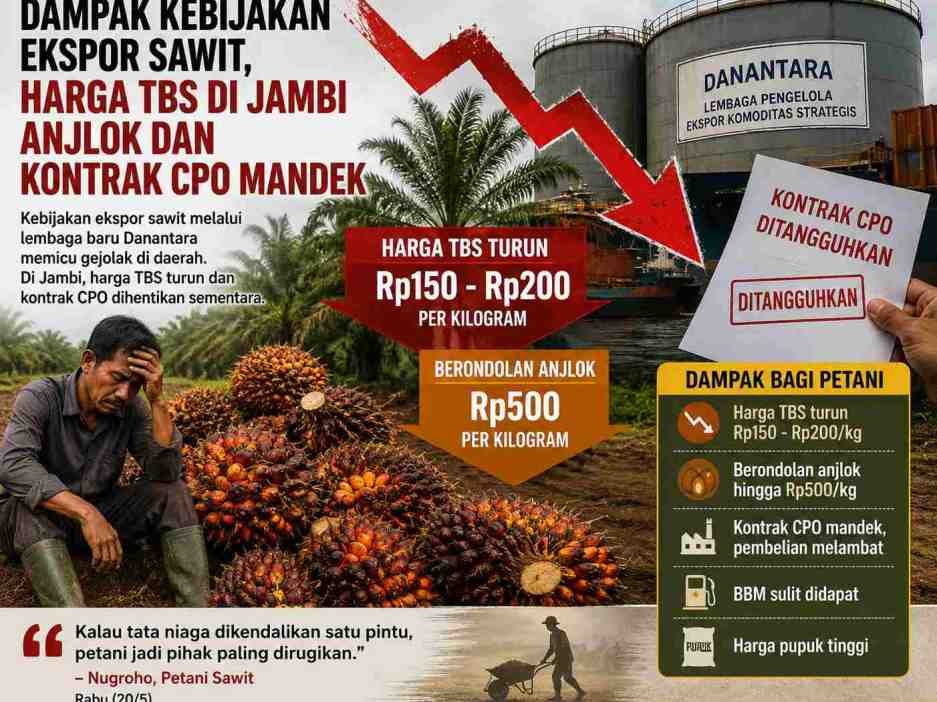 Dampak Kebijakan Ekspor Sawit, Harga TBS di Jambi Anjlok dan Kontrak CPO Mandek