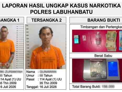 Satres Narkoba Polres Labuhanbatu Bongkar Jaringan Pengedar Sabu di Rantau Utara, Dua Pelaku Diringkus