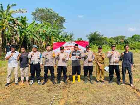 Polsek Panongan Bersama Pemdes Ciakar Tanam Jagung Hybrida Dukung Program Ketahanan Pangan Nasional
