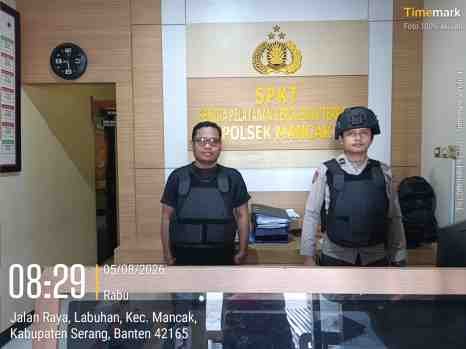 Amankan Markas Personil Polsek Mancak Polres Cilegon Polda Banten laksanakan Sispam Mako