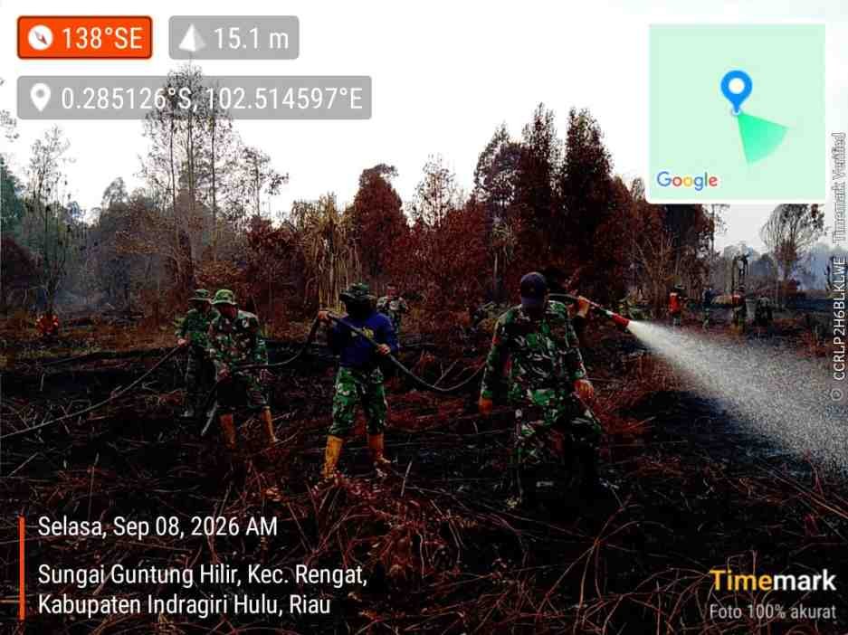 Kodam XIX/Tuanku Tambusai Intensifkan Pemadaman dan  Pendinginan Karhutla di Inhu, Akses Menuju Titik Api Dibuka