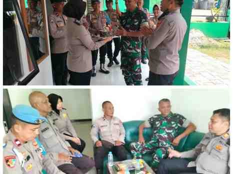 Kompak Polsek Rangkasbitung Bersama Polsek Cibadak datangi Koramil 0301/Rangkasbitung Berikan Ucapan HUT TNI Ke 81